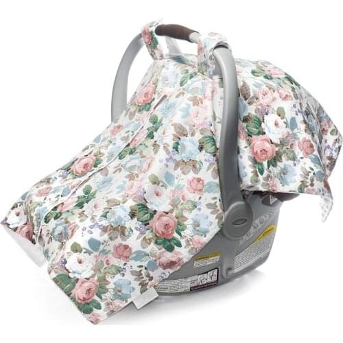 28EC Infant Car Seat Canopy and Nursing Cover Up with Peekaboo Opening - Numerous Flowers Pattern