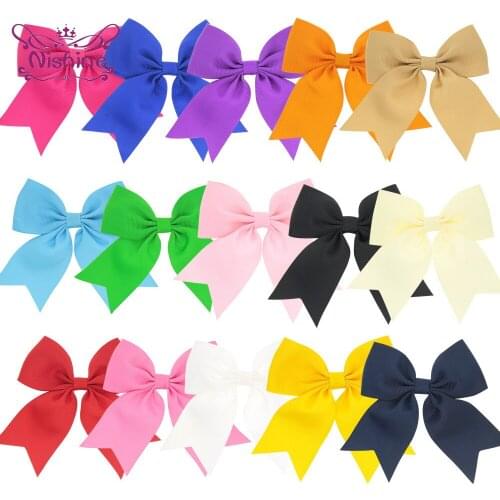 Nishine Grosgrain Ribbon Bowknot Baby Duckbill Clips Solid Color Bows Toddler Bangs Hairpins Children Headwear Photography Props