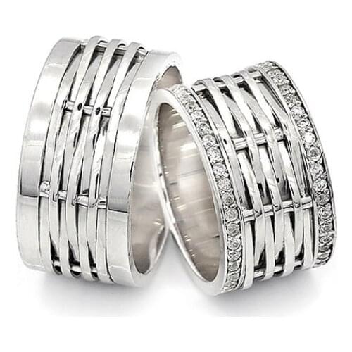 Couple Wedding Ring Sterling Silver 925 Woman And Man Luxury Jewelry Bands Fashion Engagement Anniversary Ancient Greek Model