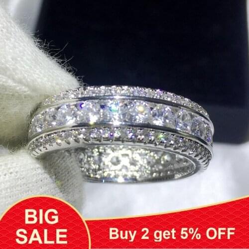 Stunning Round cut ring White Gold Filled AAAAA Zircon cz Wedding Band Rings for women Men Statement Party Jewelry
