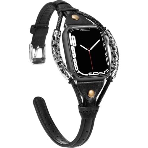 Genuine Leather strap for apple watch 5/4/3/2/1 band 38mm 40mm 42mm 44mm metal bracelet watchband for iwatch Accessories