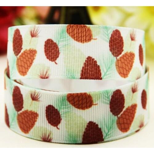 22mm 25mm 38mm 75mm Pinecone Cartoon printed Grosgrain Ribbon party decoration 10 Yards X-03820