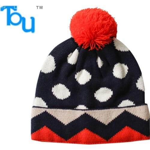 TOU--Baby Girls Winter Warm Hats Kids Crochet Very Lovely Dot Hats 100% Cotton 12M-6T New Style Free Shipping
