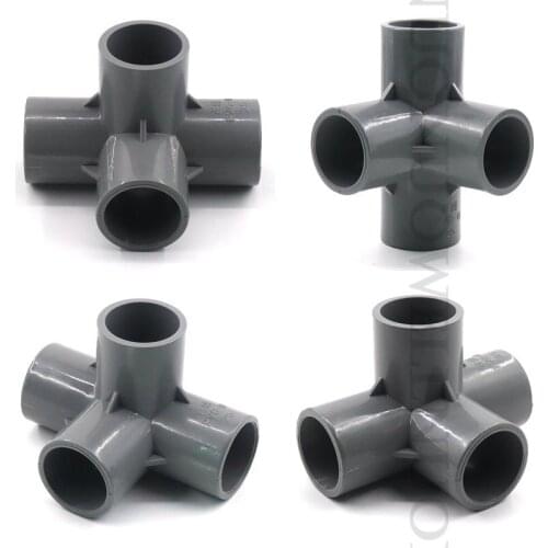 2PC I.D 20/25/32/40/50mm PVC Three-dimensional 4 Way Connector pipe fittings Garden irrigation Water TUBE PVC Connectors