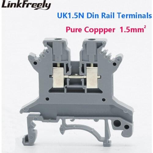 UK1.5N 100pcs Electrical Wire Screw Terminal Connector UK1.5 UK2.5 UK3N UK5N UK6N UK10N UK16N Cable Fast Splice Crimp Terminals