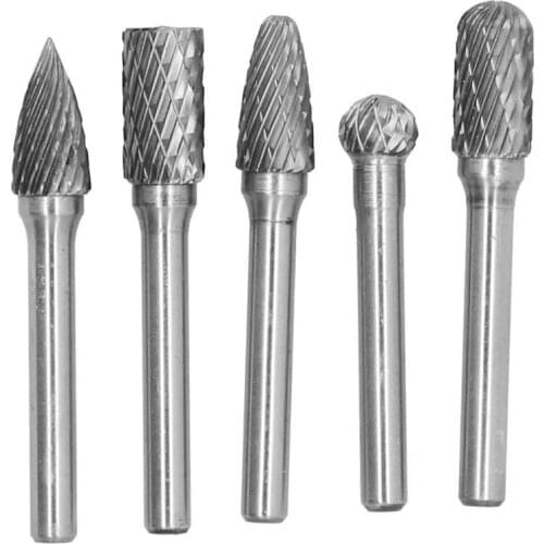 5Pcs/Set Tungsten Steel Grinding Burr Rotary Grinders 6mm Shank Head Rotary Cutter