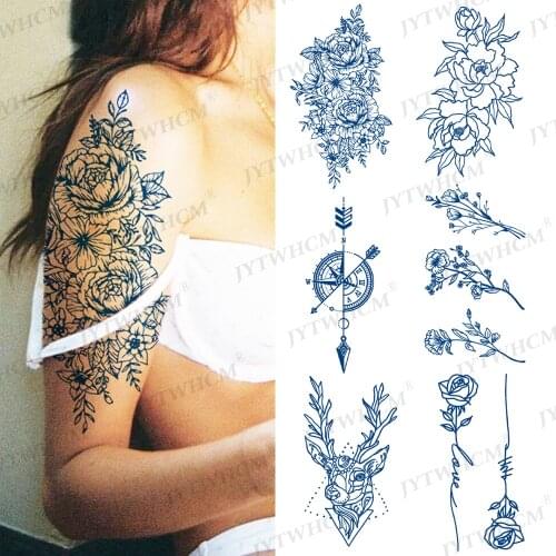 Juice Ink Temporary Stickers Waterproof Letter Stickers Poseidon Love Heart Design Fruit Gel Long Lasting Tattoo for Men Women