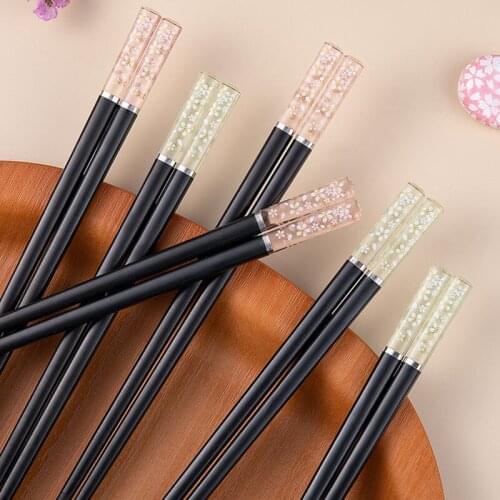 Amber Sakura Japanese Chopsticks Antibacterial Anti-slip High Temperature Resistant Sushi Food Chopsticks Korean Kitchen Supplie