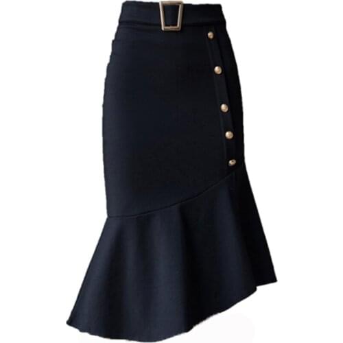 Elegant irtegular mermaid skirt women spring autumn package hip ol trumpet skirt plus size 5XL