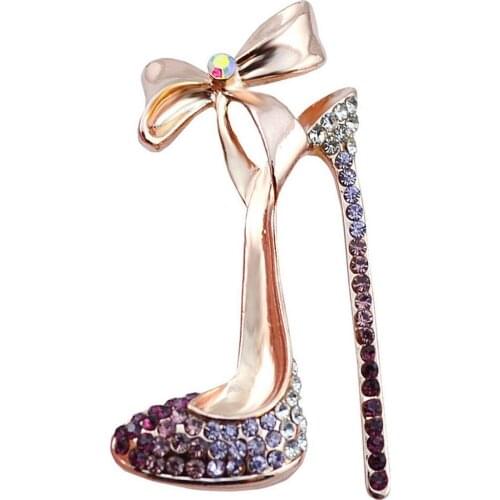 Women Rhinestone Inlaid High Heel Shoe Brooch Pin Corsage Lapel Jewelry Gift Girls Fashion Brooches Winter Design Brooch Pin