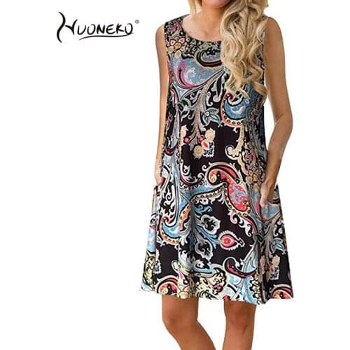 Women Dresses Summer Sexy Floral Print Boho Beach Cloth Sleeveless Beach Chic Short Sleeve A Line Mini Dress Sundress WBC01