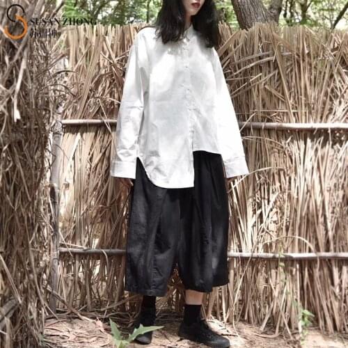 Women Shirts Female Blouses Tops Full Long Sleeve Normcore-Minimalist Designer Casual High Street Plaid Irregular Hem