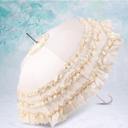 20pcs/lot Princess Lace Sunshade Umbrella Exquisite Sunny And Rainy Long Handle Parasol Tower Shaped Wedding Umbrella