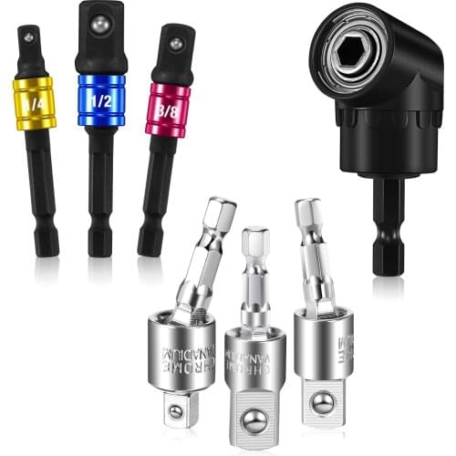 1/3pc 360° Drill Socket Adapter/105° Angle Screwdriver Hex Bit Socket Holder Adapter/1/4 3/8 1/2 Hex Shank Square Head Drill Bit