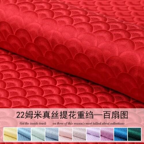 1 meter high end silk fabric 70% mulberry silk 30% Rayon Jacquard Mulberry Silk Upscale Dress Fabric