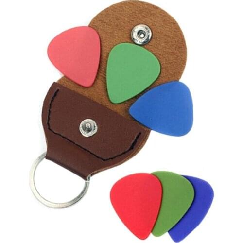 1pcs Portable PU Leather Guitar Pick Cases Pouch Lightweight Key Chain Style Guitar Picks Plectrums Bag