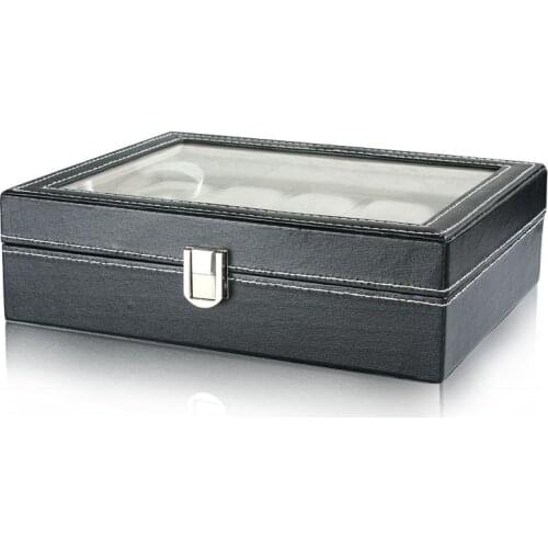 10 Grid Jewelry Case Professional Quality PU Leather Wrist Watch Display Box Jewelry Holder Organizer Case Dispay W/Clear Top