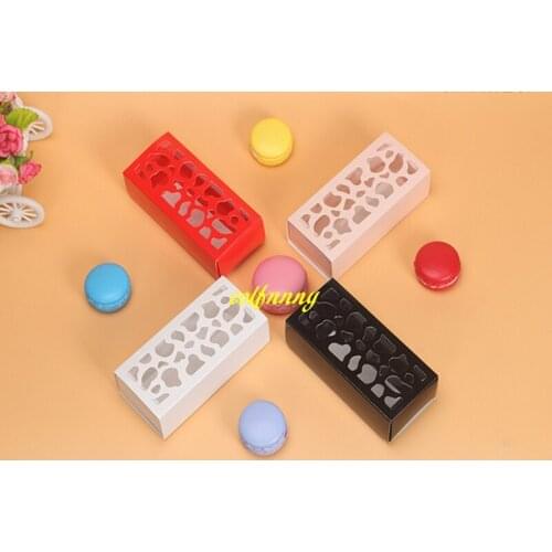 100pcs/lot Fast shipping Wedding Gift Box Hollow Pattern With Film Cake Biscuit Box Macaroon Box With PVC Window