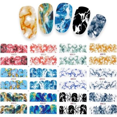 12 kinds of latest marble texture nail stickers water stickers grey blue marble series nail tip nail enhancement envelope full n