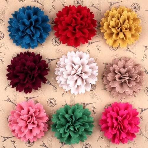 120pcs 3.8" 9 Colors New Arrived Blossom Scalloped Flower Accessories For Headband High Qulity Fabric Flower For Kids