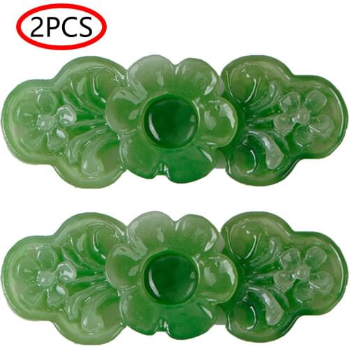 2 Imitation Jade Buttons Vintage Han Suit Cheongsam Buckles Hooks Eyes Cardigan Clasps Decor Button for Clothing Sewing Supplies