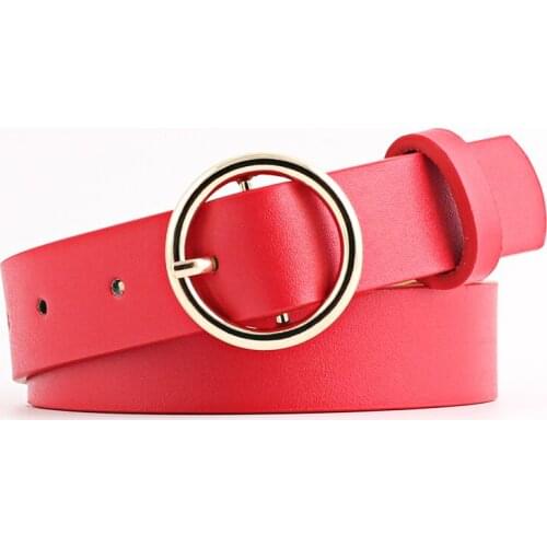 2019 New Female Deduction Side Gold Buckle Jeans Wild Belts For Women Fashion Students Simple New Circle Pin Buckles Belt