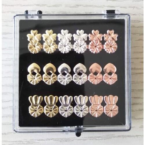 2020 Design 9 pairs/set 925 Sterling Silver 3 Pairs Bax Earrings Back Heart Risers Firmly Supports Hypoallergenic Crown Clover