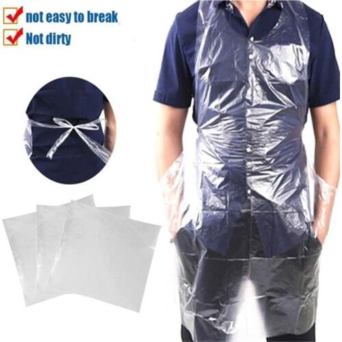 25 Pieces Disposable Aprons Serving Painting Picnic Salon Apron Waterproof Gowns Clear Poly separate Packing Cooking Accessories