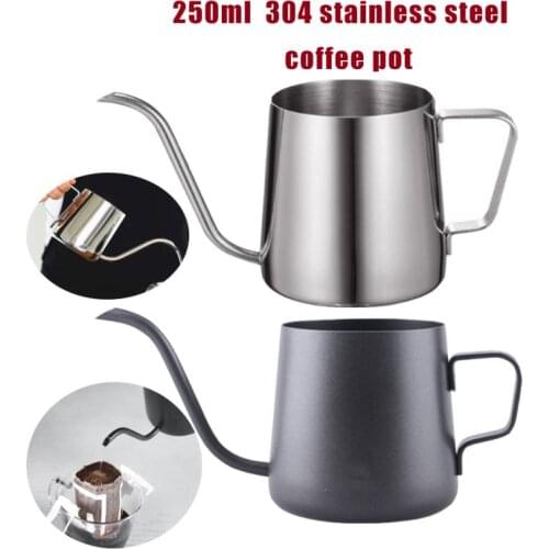 250ml Thick 304 Stainless Steel Hand Punch Pot Coffee Pots Drip Gooseneck Spout Long Mouth Coffee Kettle Teapot Accessories