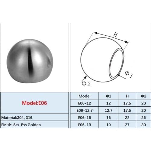 304 Hemispherical sealing cover for railing system sheath