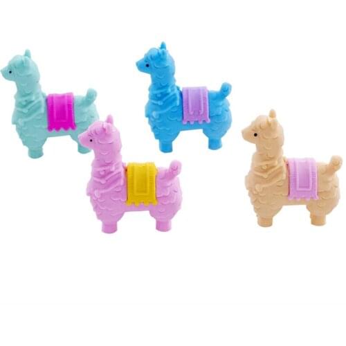 36pcs Alpaca Pencil Eraser Cute Cartoon sheep Rubber Eraser For Kids Girls Gifts Novelty School Stationery Correction Supplies