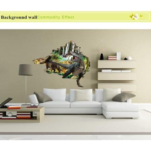 Wallpaper 3D stereo stickers wholesale creative childrens room decoration stickers bedroom boy PVC dinosaur wallpaper