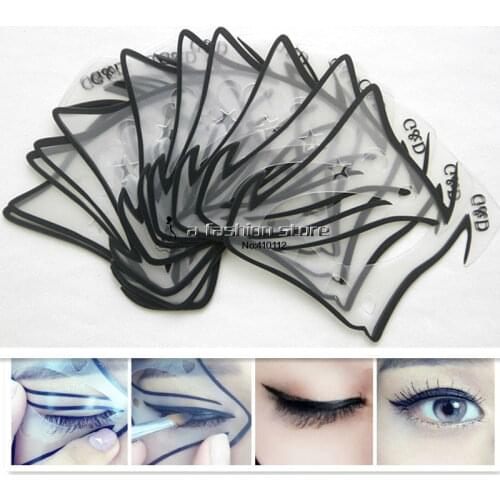 5pcs/lot 7 style in 1 set Quick Makeup Cat Eyeliner Smokey Eyeshadow Drawing Guide Reusable Stencil Classic Eye Line Template