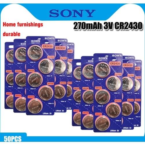 50pcs Original Sony CR2430 CR 2430 Button Coin Batteries DL2430 BR2430 KL2430 3V Lithium Battery For Watch Toy hearing aids