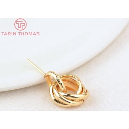 6PCS Circle 12MM 24K Gold Color Brass Sliding Circle Stud Earrings High Quality Diy Jewelry Findings Accessories