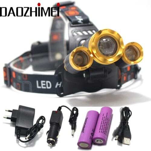 8000lm XML-3xT6 Outdoor lighting Rechargeable Zoomable Led Headlight Lantern ZOOM Headlamp Light 18650 Battery Car usb Charger