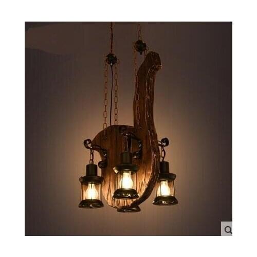 American Pendant Lights retro LOFT industrial wind creative personality solid wood art musical instrument Pendant Lamps ZA