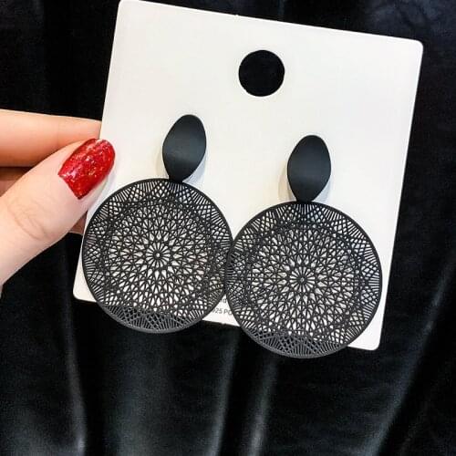 Black Earrings Bohemian Openwork Pattern Earrings For Women Big Statement Earrings Bridal Party Jewelry