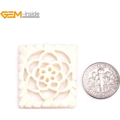 Handmade Carved Flower Natural OX Bone Beads For Jewelry Making Pendants Charms Gem-inside