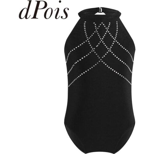 Kids Girls Halter Neck Sleeveless Gymnastics Leotards Ballet Jumpsuits Childrens Dancewear Dance Performance Gymnastic Leotard
