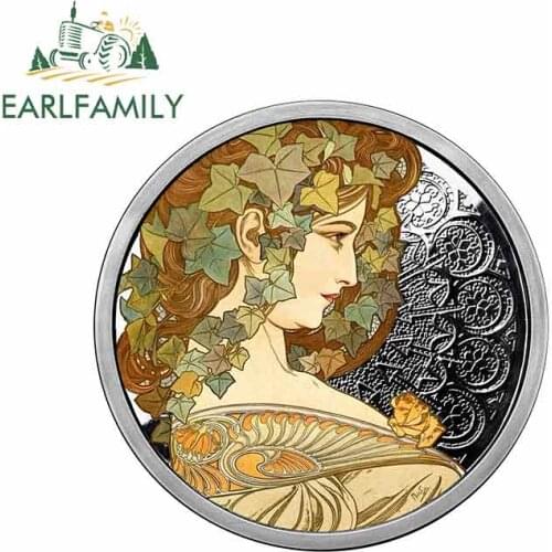 EARLFAMILY 13cm x 12.9cm For Alphonse Mucha Ivy Novelty Decal Personality Stickers Vintage Racing Decal Sticker Body For Car