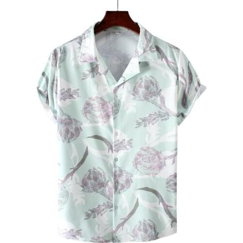 FARDRESS 2021 Summer New Digital Printed Suit Collar Short Sleeve Shirt