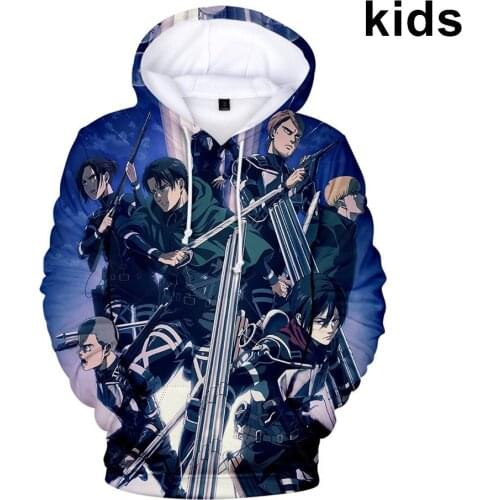3 To 14 Years Kids Hoodies Attack on Titan 3D Printed Hoodie Sweatshirt Boys Girls Harajuku Anime Jacket Coat Children Clothes