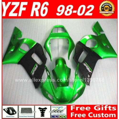 Fairing kit for YAMAHA R6 1998 - 2002 1999 2000 2001 Metallic green body parts 98 99 00 01 02 fairings kits H6F1