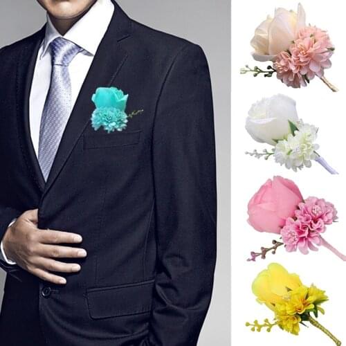 Fashion Boutonniere Groom Bride Godfather Brooch Corsage Suit Accessories Artificial Flowers Hand Wrist Wedding Ceremony Prom