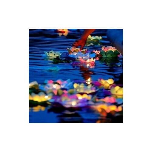 New 100 pcs Paper Lotus Flower Floating Lantern Wishing Lamp