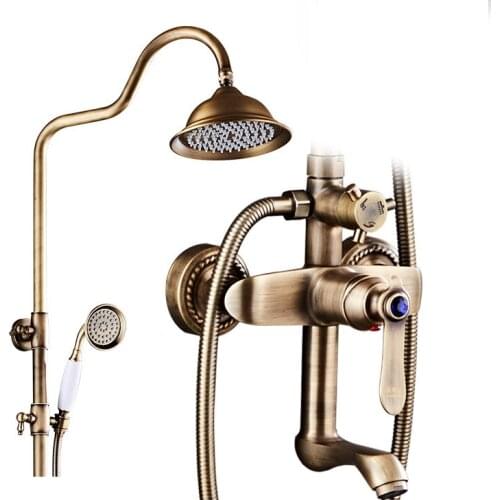 New Luxury Antique Brass Rainfall Shower Sets Faucet Mixer Tap Antique bronze Shower Faucet Brass