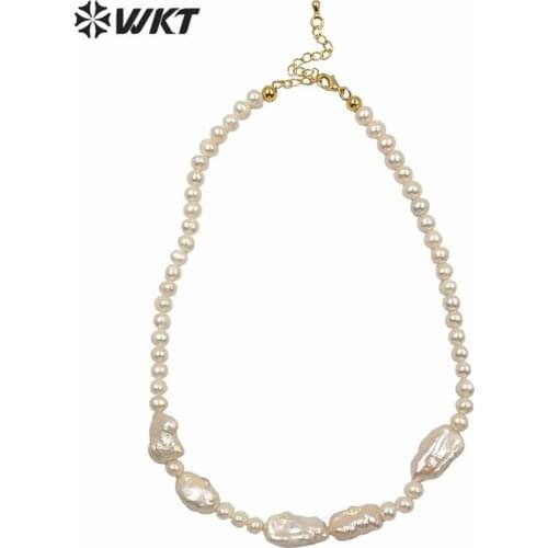 WT-JN123 WKT Gorgeous natural freshwater pearl choker necklace for mon birthday gift necklace elegant precious wedding necklace