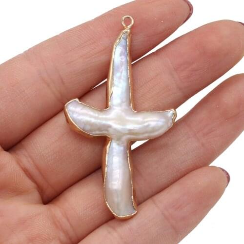 Natural Freshwater Pearl Pendant Exquisite Cross-Shaped For Jewelry Making DIY Necklace Bracelet Anklet Accessory