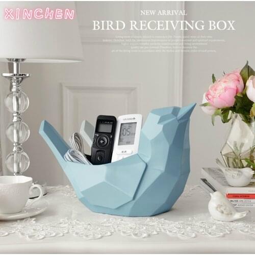 Resin bird Statue Mobile phone tools control storage box for tabletop home decoration Make up organizer cell phone holder desk